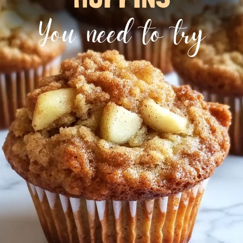 Freshly baked apple cinnamon muffins on rustic wooden board.