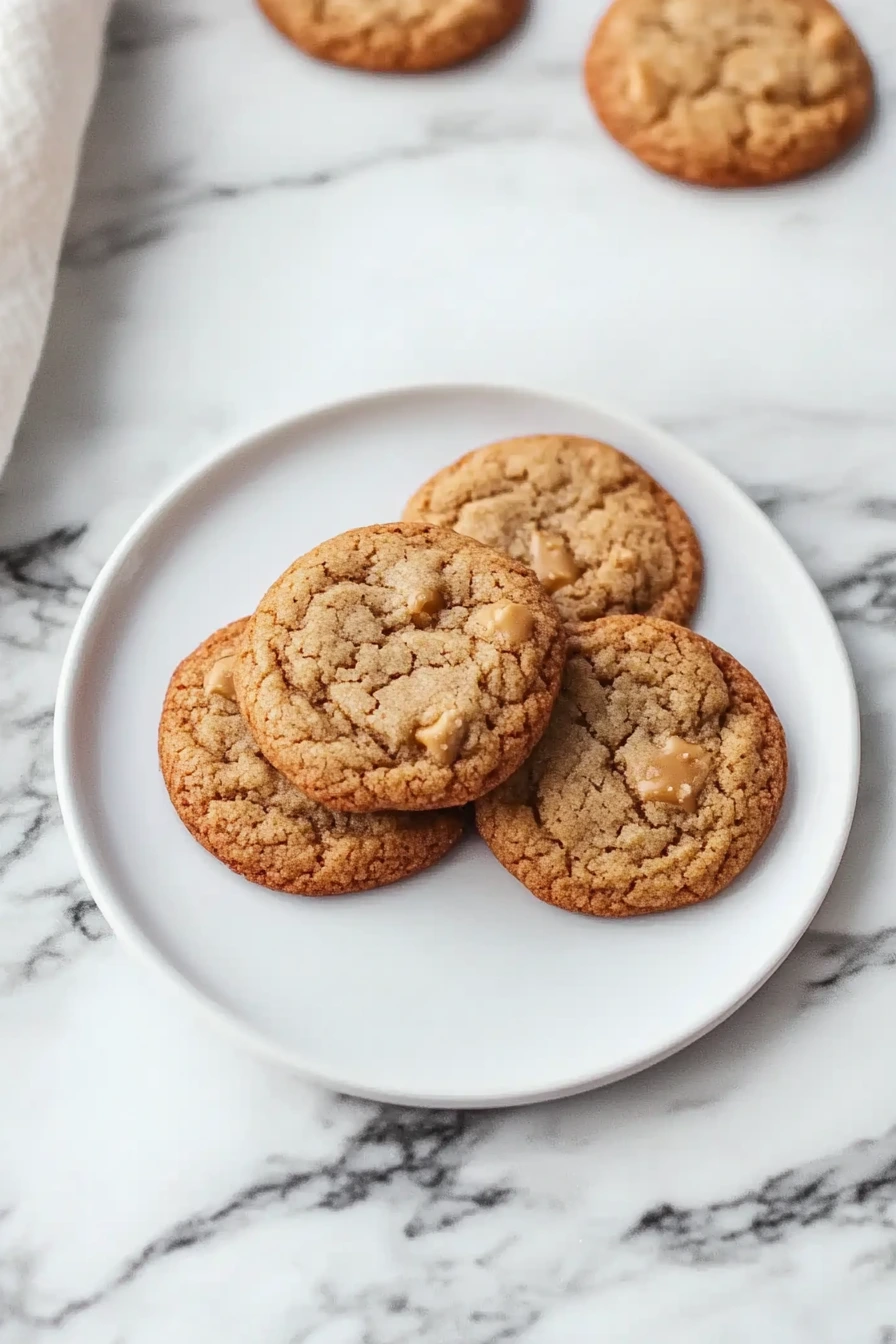 Brown butter maple cookies on marble.
