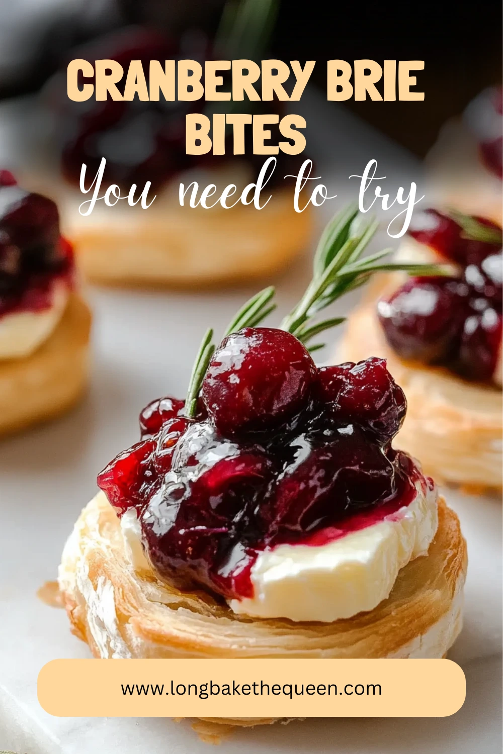 Golden cranberry brie bites on rustic serving board.