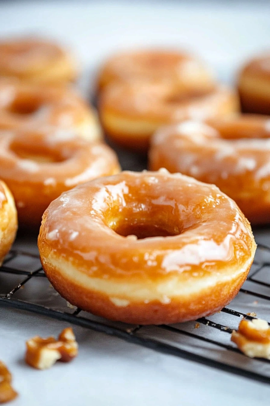 Plate of maple glazed donuts ready to serve