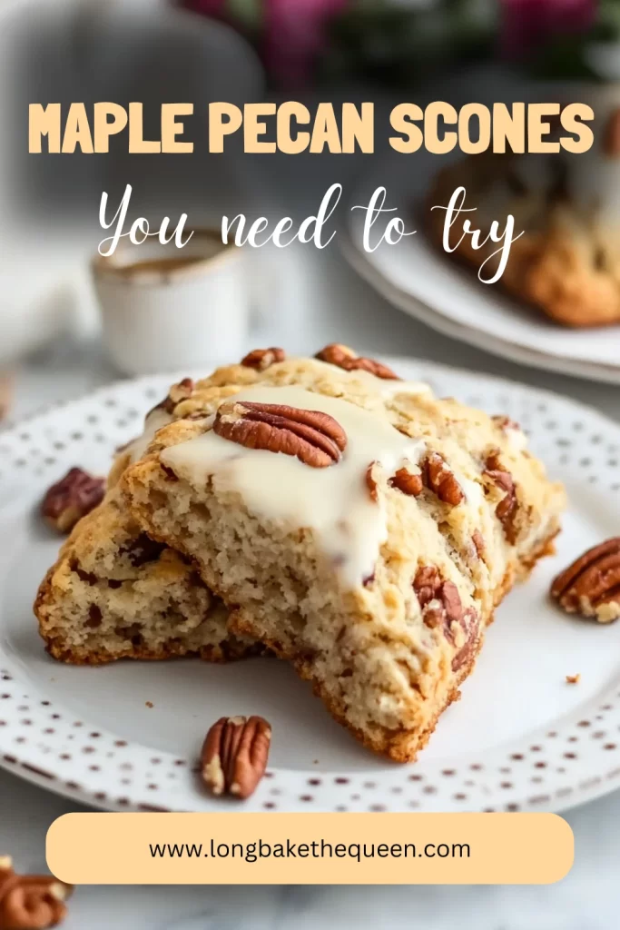 Freshly baked maple pecan scones on a rustic cooling rack