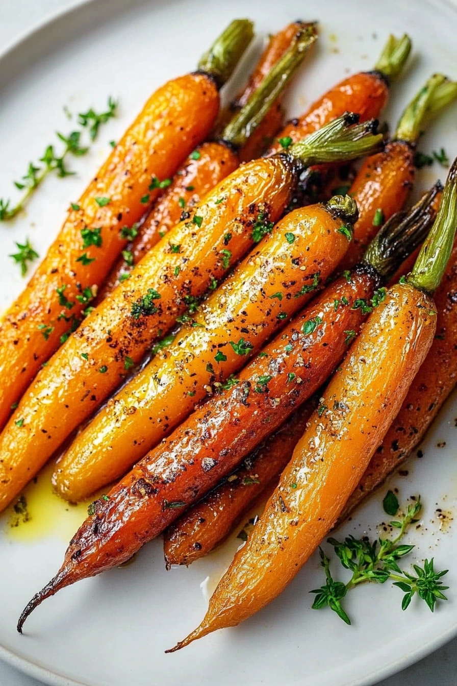maple roasted carrots recipe on marble