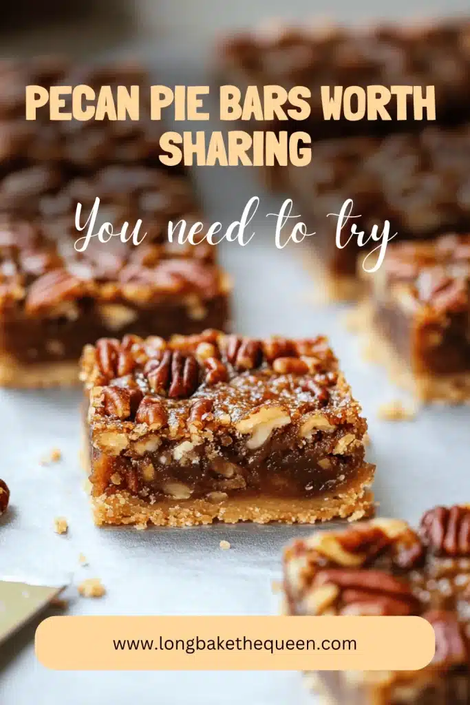Golden pecan pie bars with caramel glaze cooling on rack