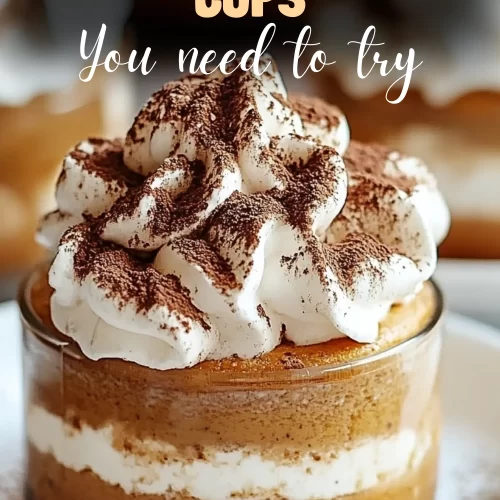 Creamy layered pumpkin tiramisu dessert in glass cups