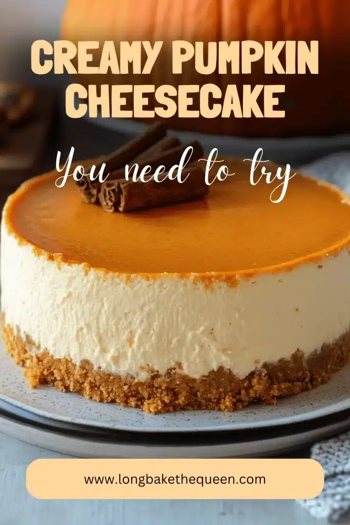 Creamy slice of pumpkin cheesecake on white plate.