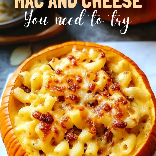 Golden baked pumpkin mac and cheese with crispy topping