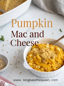 Golden baked pumpkin mac and cheese with crispy topping