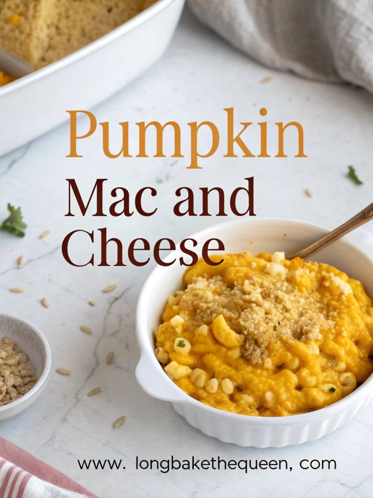 Golden baked pumpkin mac and cheese with crispy topping