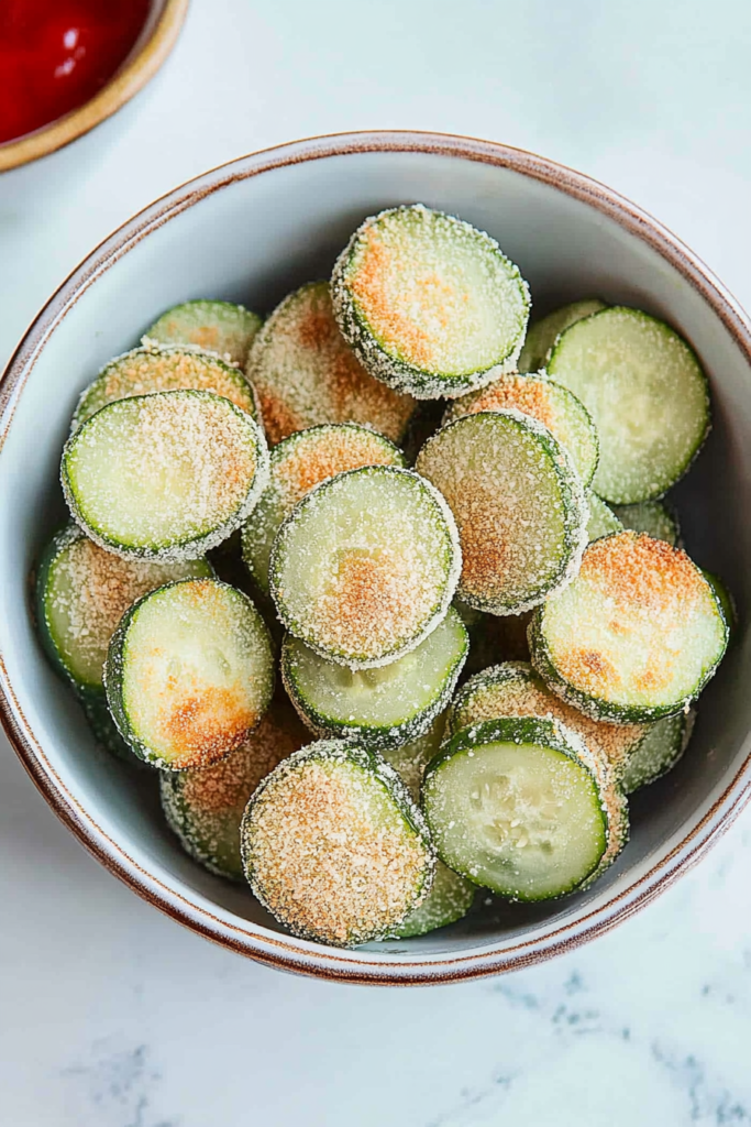 Finished cucumber snack with visible seasoning and fresh green color.