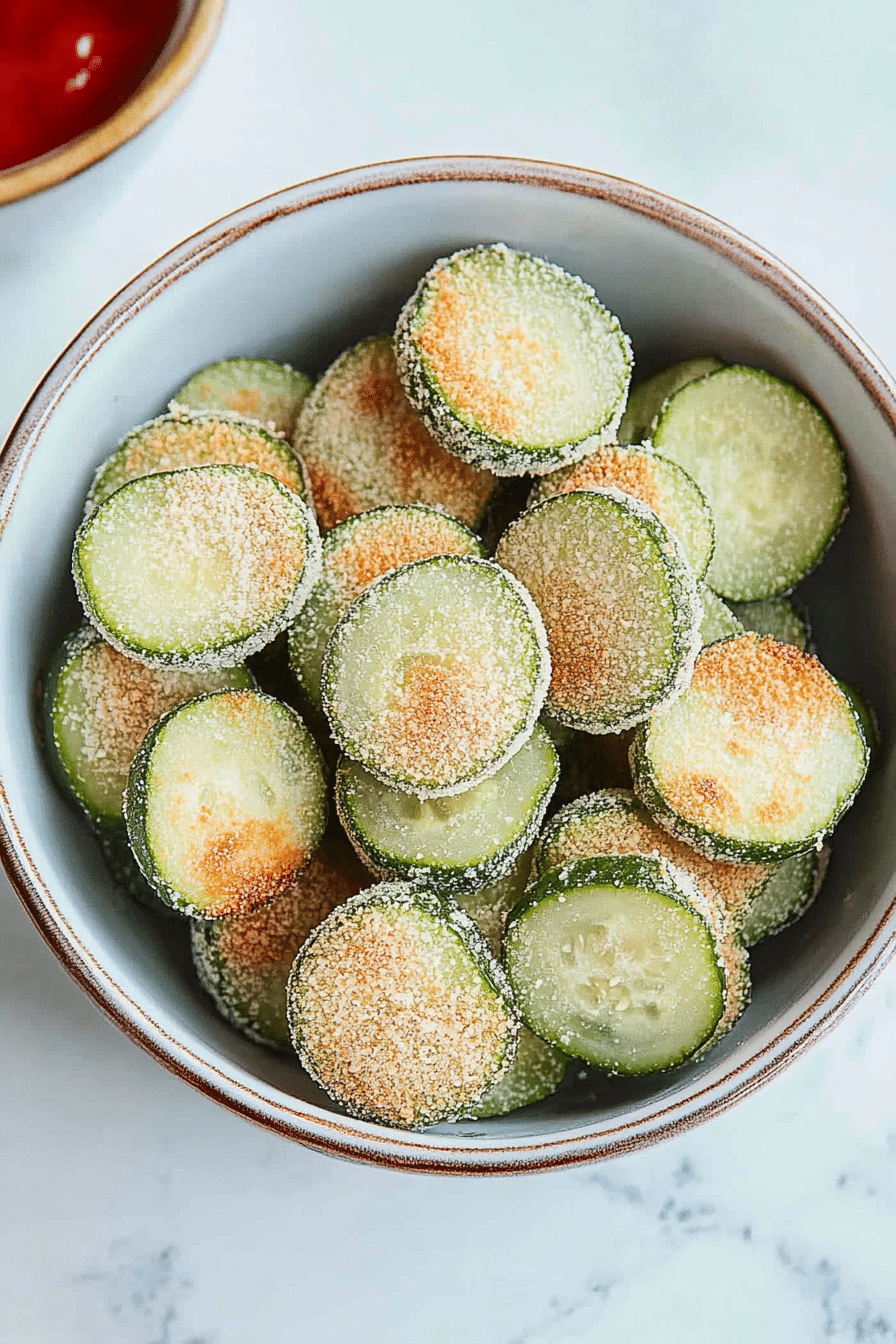 Finished cucumber snack with visible seasoning and fresh green color.