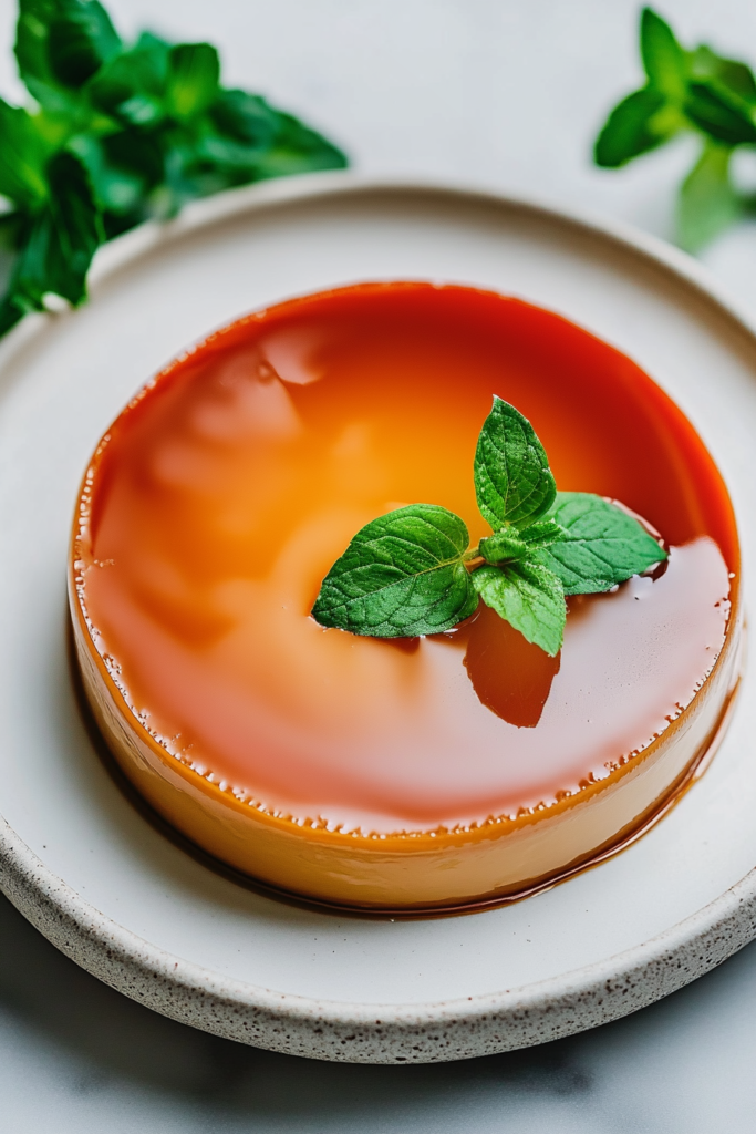 Classic Vietnamese-style caramel custard presented as a plated dessert.