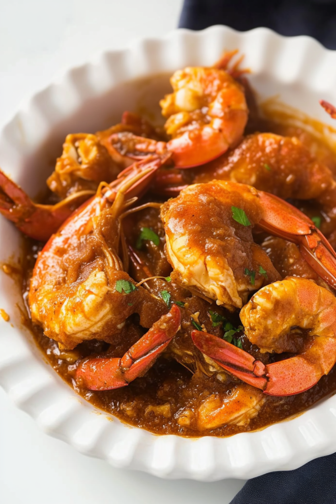 Savory garlic chili sauce ready to serve with shellfish.