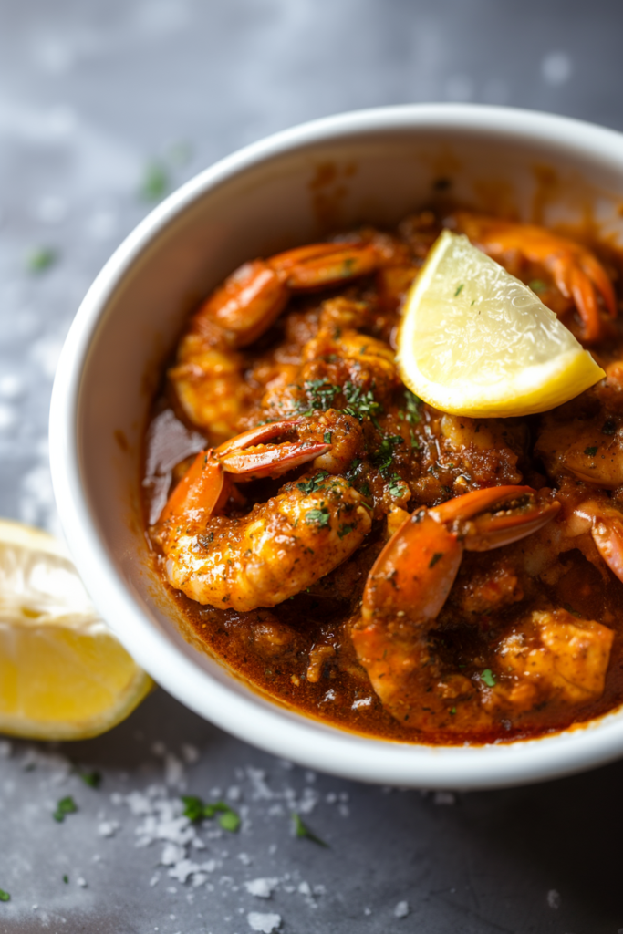 Close-up of a homemade butter-based sauce with chili and seasoning.