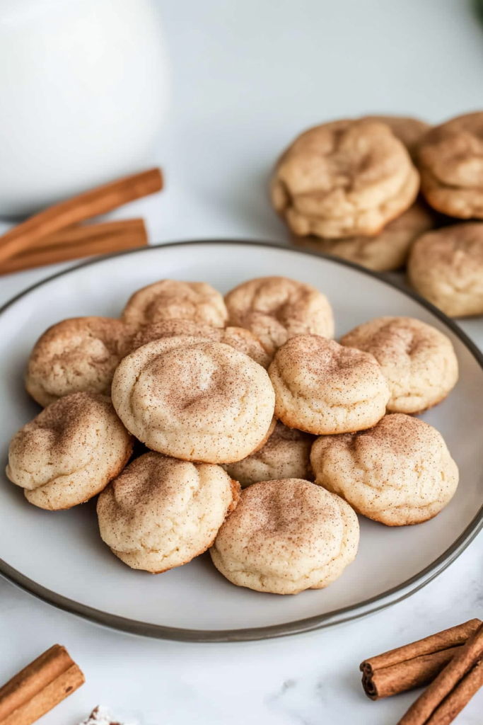 Final presentation of Cinnamon Cream Cheese Cookies with a light dusting of sugar.