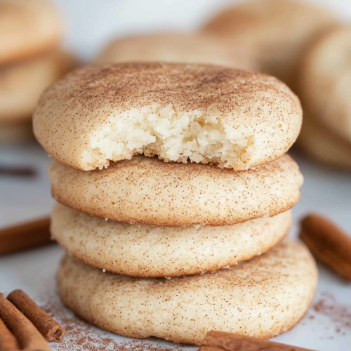 A plate of freshly baked cookies with a creamy, tender center.