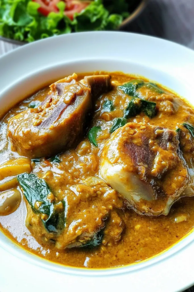 Traditional Kare-Kare recipe presented with vibrant vegetables.