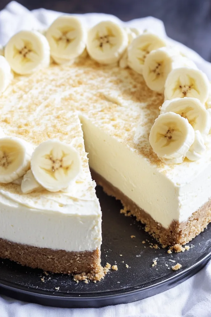 Close-up of the dessertโs velvety layers, highlighting the contrast between crust and cream.