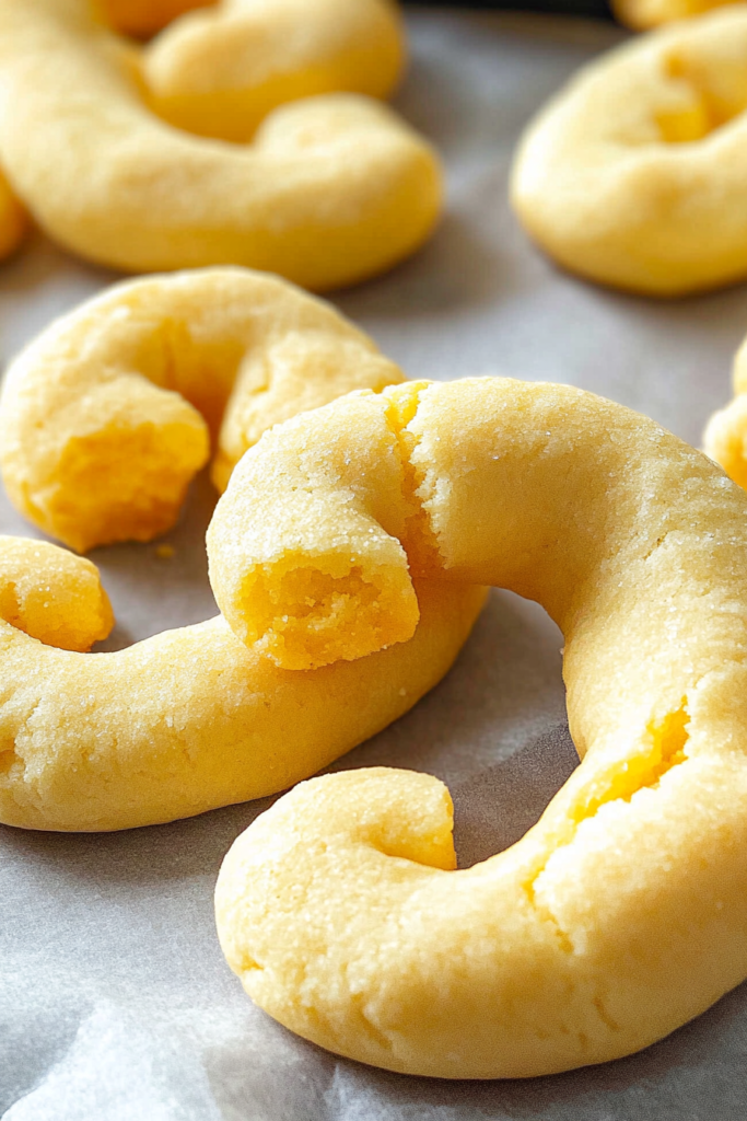 Classic European-style butter cookies arranged on a baking tray, showing their tender crumb.