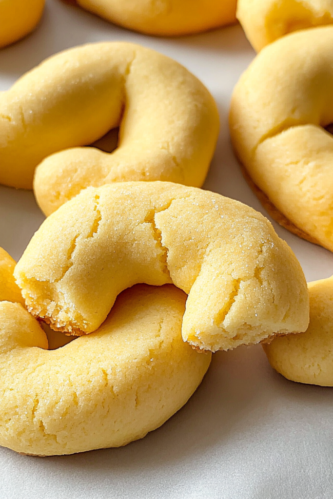 Close-up of traditional Italian butter cookies with a tender, melt-in-your-mouth texture.