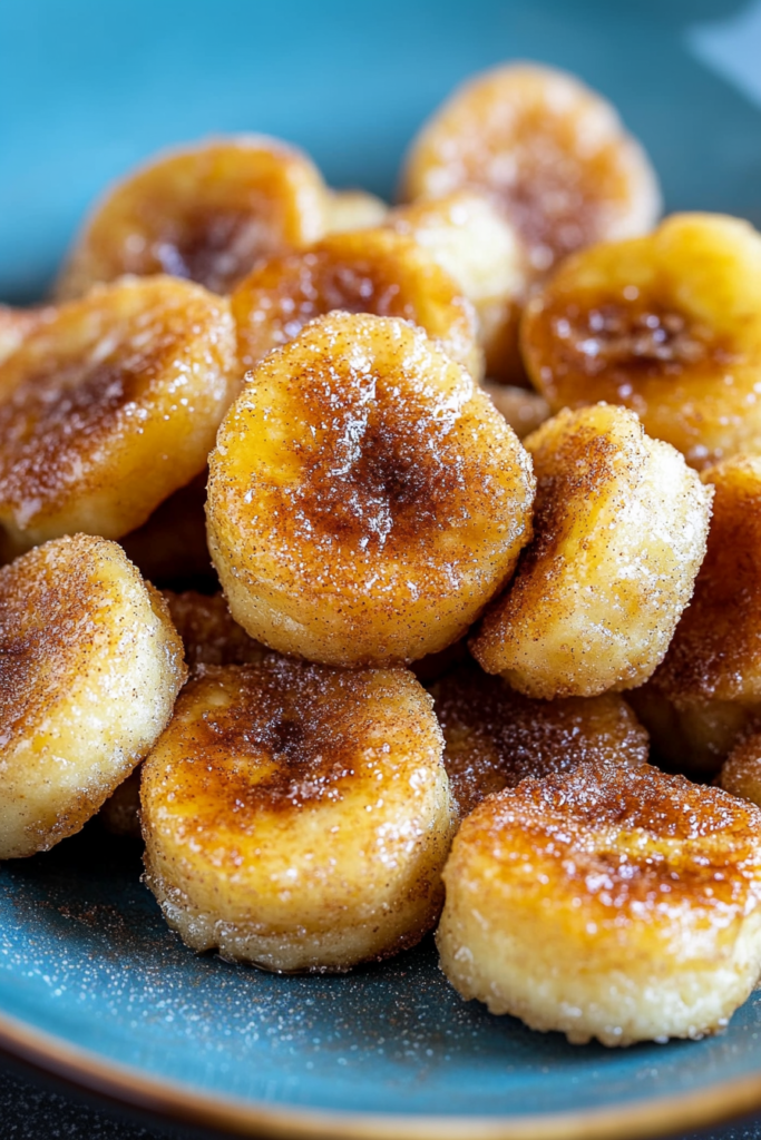 Close-up of pan-fried bananas with a caramelized sugar crust