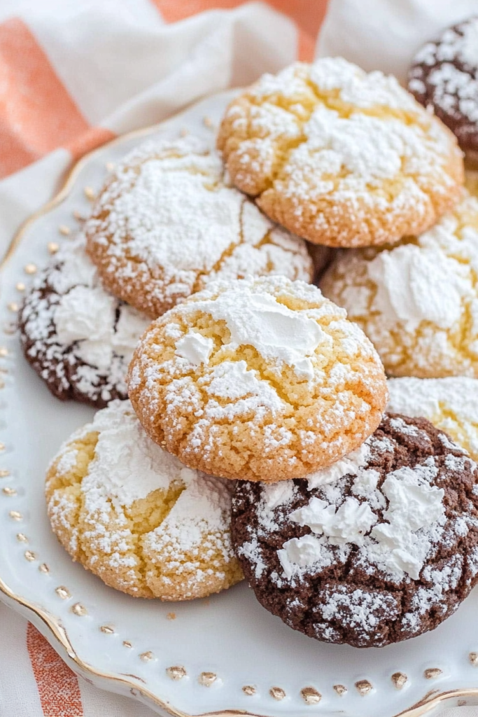A plate of delicate sugar-dusted cookies ready to serve.