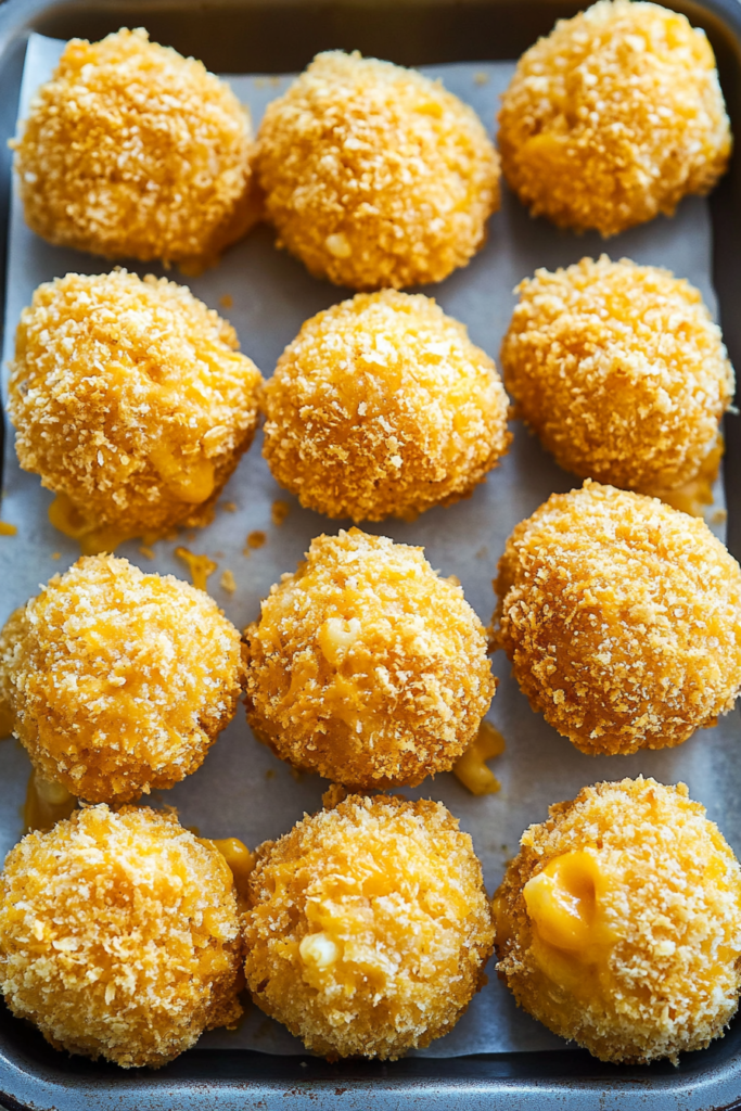 Homestyle comfort food plated simply, showcasing the crisp coating and soft cheesy center.