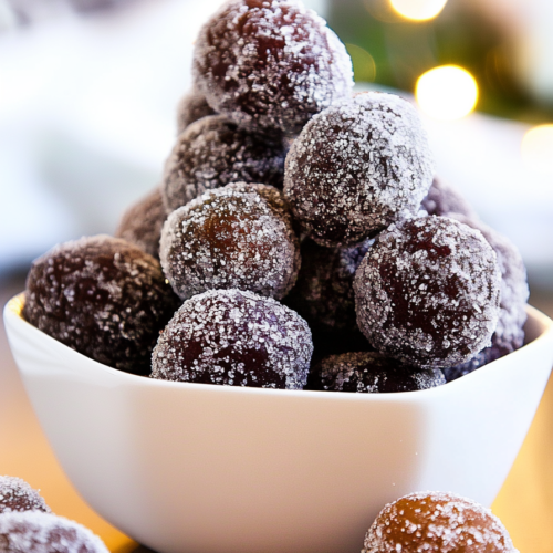 Final presentation of Sweet Sugar Plums Recipe, ready to serve as a holiday treat