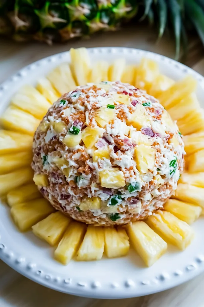 Textured cheese ball featuring toasted nuts and colorful mix-ins for serving