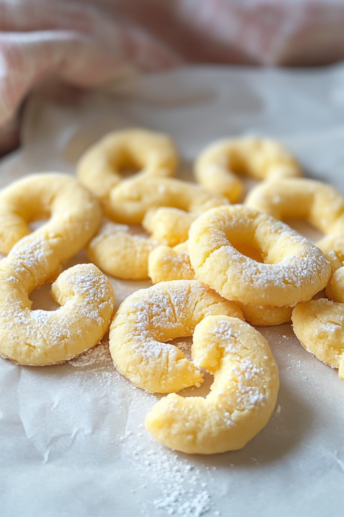 Soft, crescent-shaped Italian cookies with a tender crumb and light sugar coating.