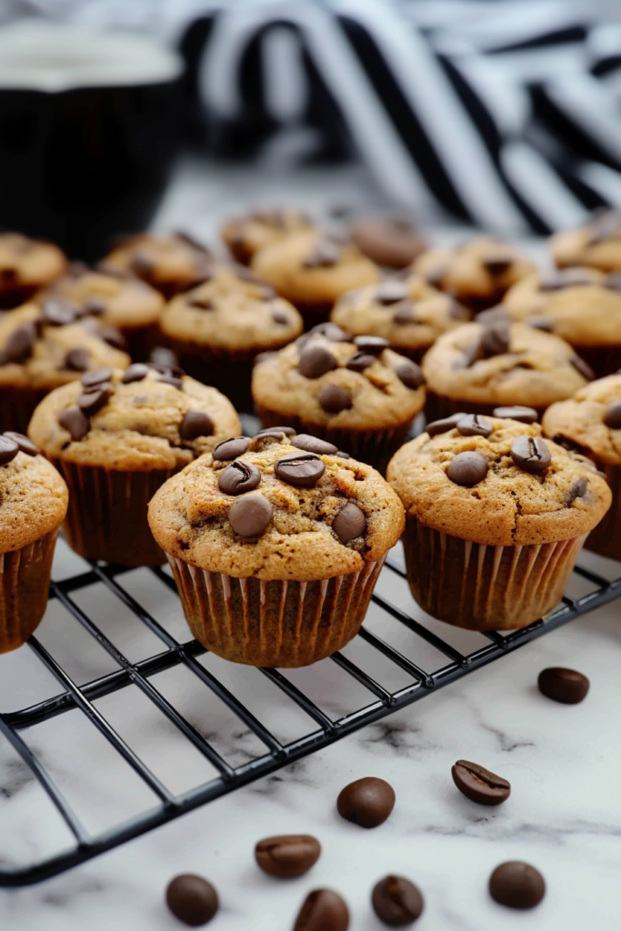 A batch of rustic muffins arranged neatly, highlighting their fluffy interior and crunchy toppings.