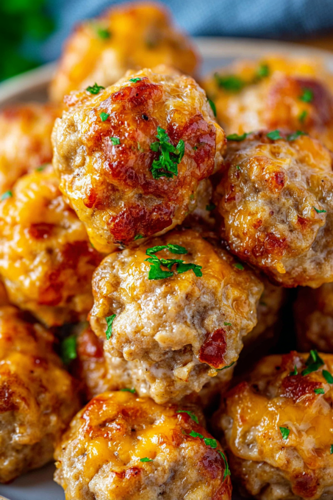 Hearty snack-sized sausage bites arranged neatly for serving