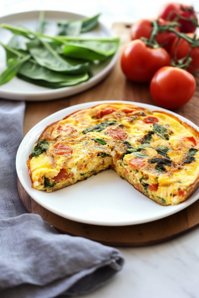 Four cheese frittata with a crisp top and creamy interior.