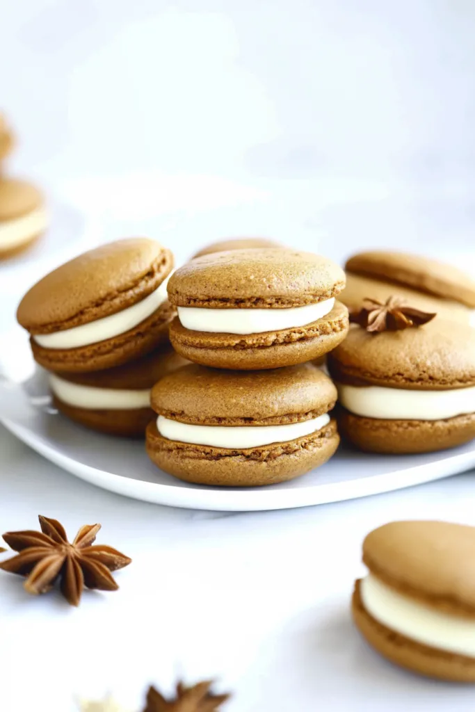 Smooth gingerbread cookies paired with fluffy cream filling.