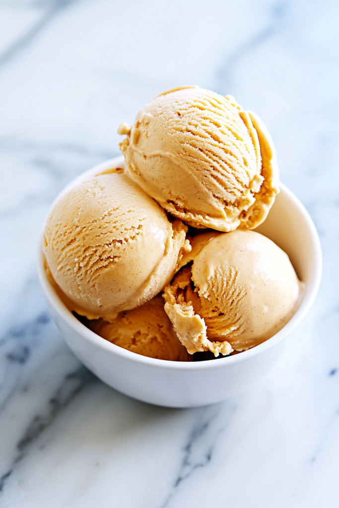 Homemade fall-inspired ice cream with hints of ginger and cinnamon.