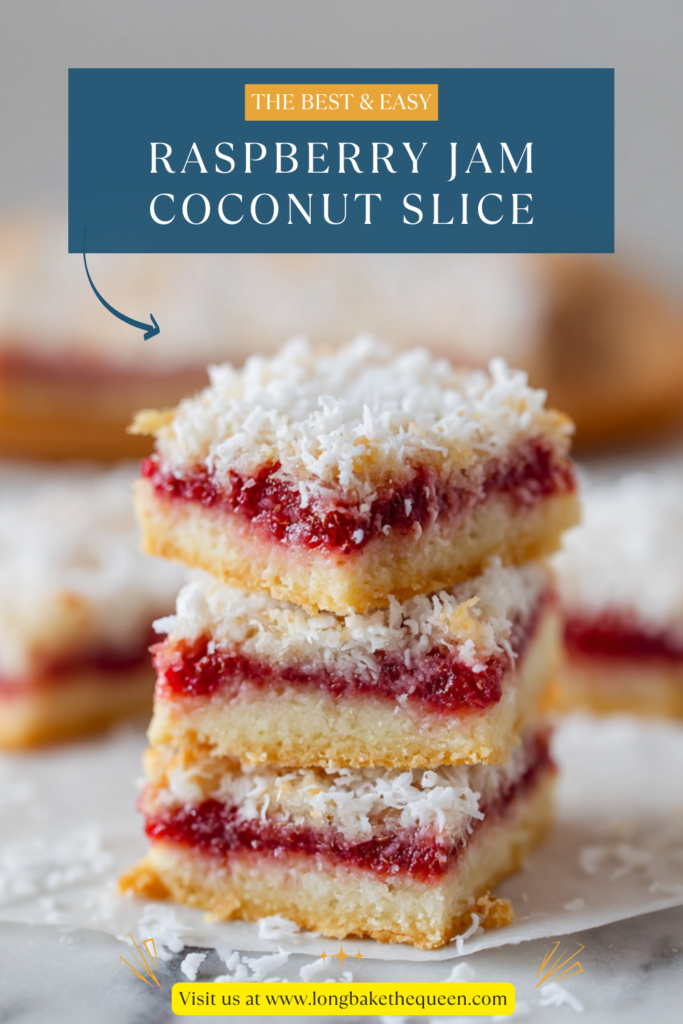 Raspberry Jam Coconut Slice