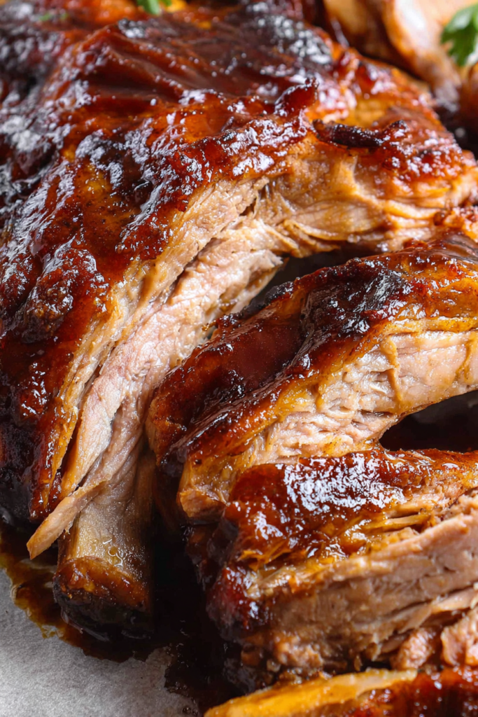 Juicy pork ribs glazed with rich sauce and served as a hearty dinner plate.