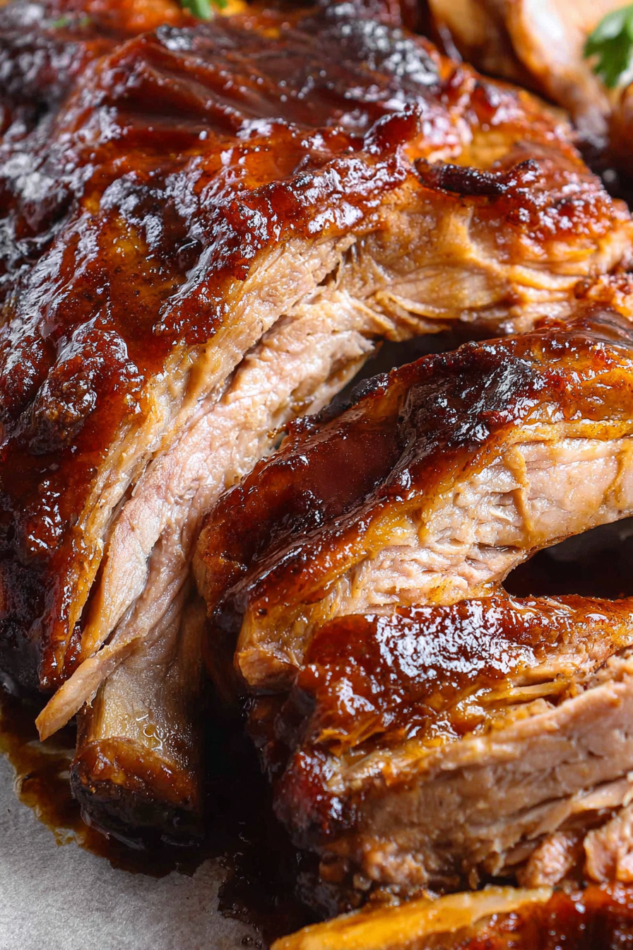 Juicy pork ribs glazed with rich sauce and served as a hearty dinner plate.