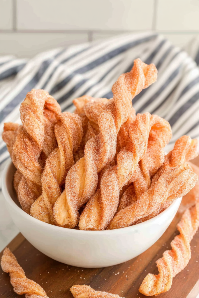 Sweet cinnamon-dusted spirals arranged neatly for serving
