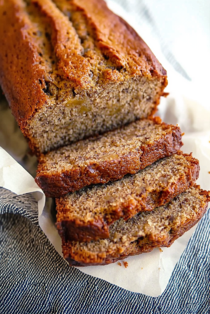 Air Fryer banana bread recipe finished and ready to serve, with a warm, golden crust.