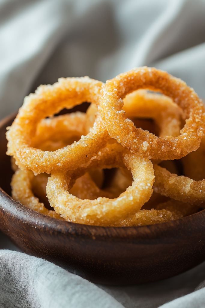 Crispy golden banana peppers served in a rustic ceramic bowl, highlighting their crunchy coating.