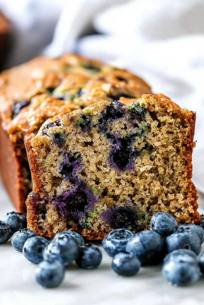 Rustic loaf packed with blueberries, showcasing a soft and fluffy texture