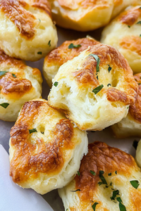 Golden bread bites with crisp crust and airy interior, sprinkled with fresh herbs.
