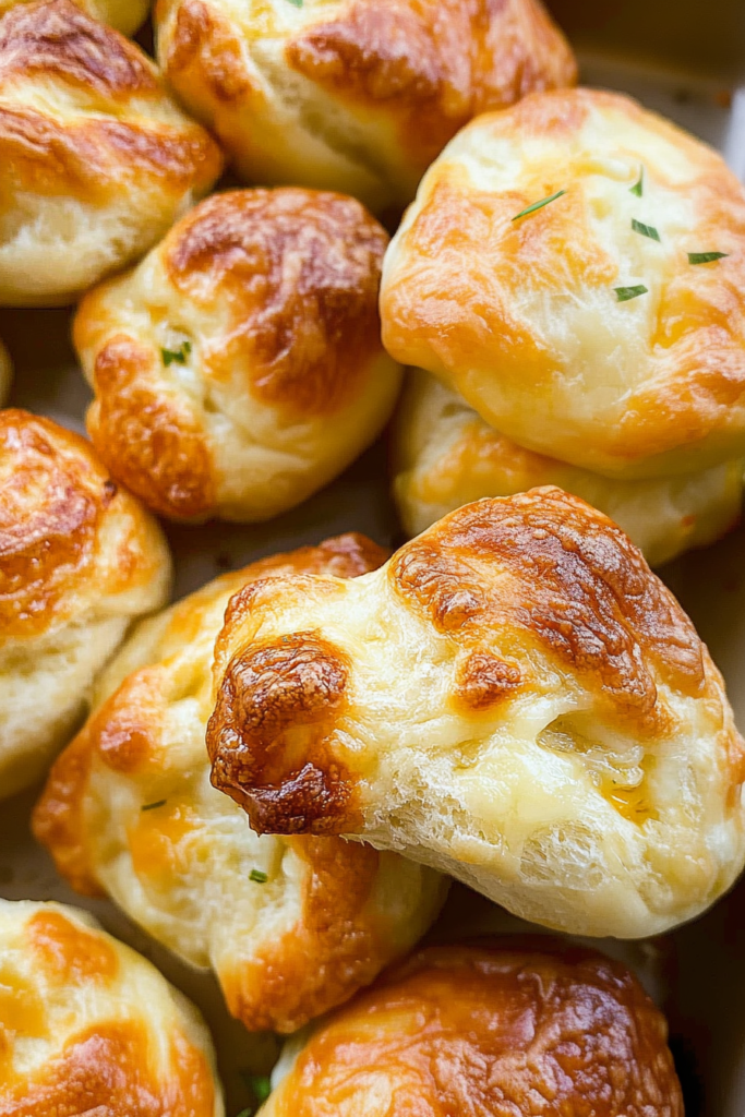 Close-up of baked garlic bread showing fluffy texture and browned exterior.