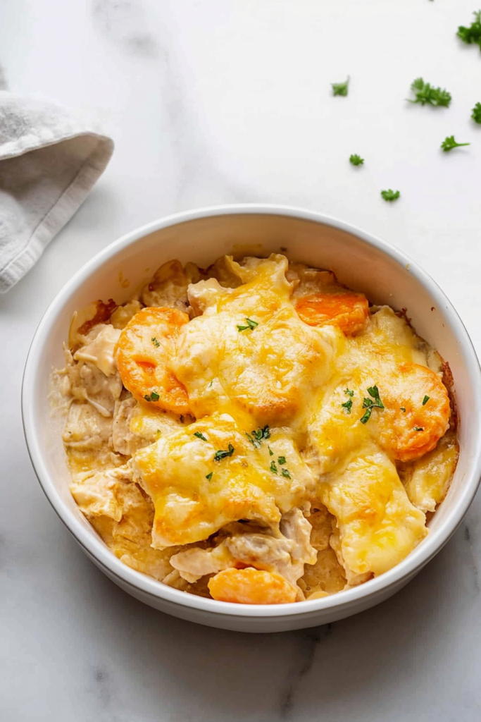 Hearty baked bean casserole in a rustic bowl, rich and glossy with a savory sauce