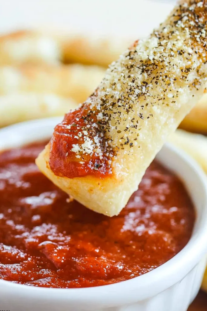 Crispy breadsticks with melted cheese and herbs highlighting texture and flavor