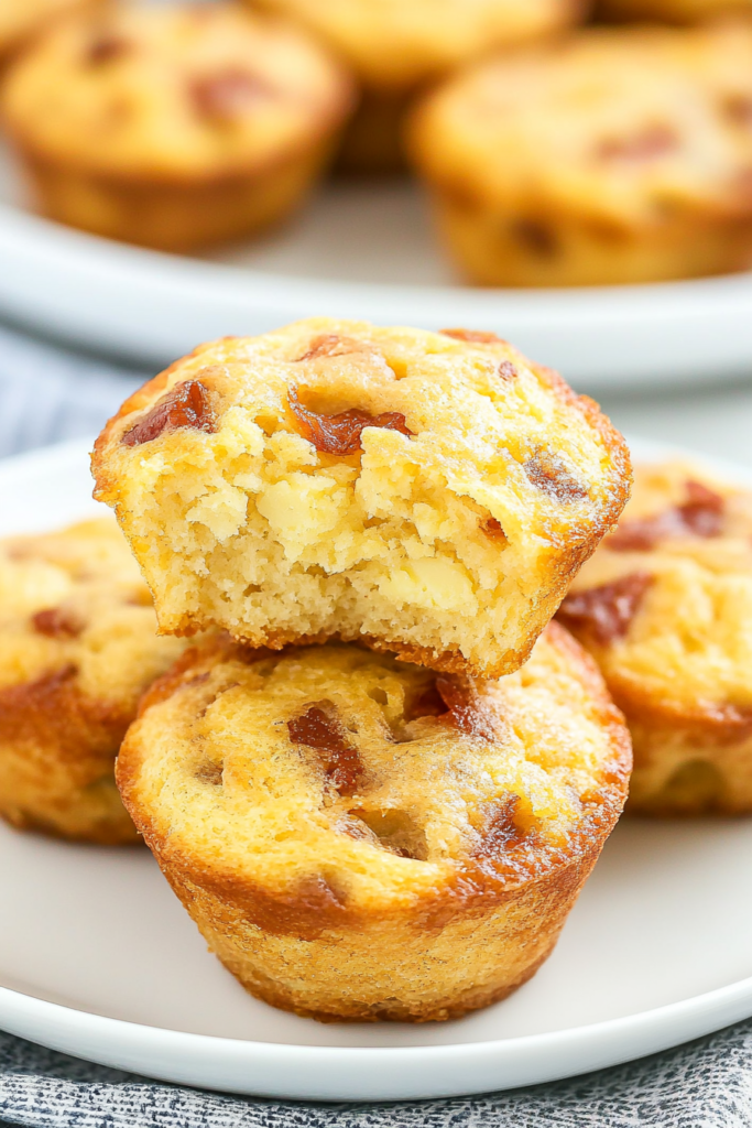 Homemade egg bites served simply, with one cut open to reveal the soft center.