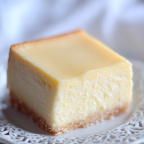 Close-up of a rich, velvety cake with a golden crumb base.