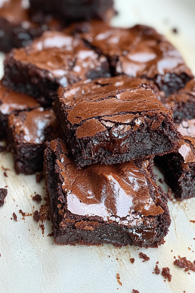 Final presentation of lava brownies, emphasizing the contrast between crisp top and molten middle.