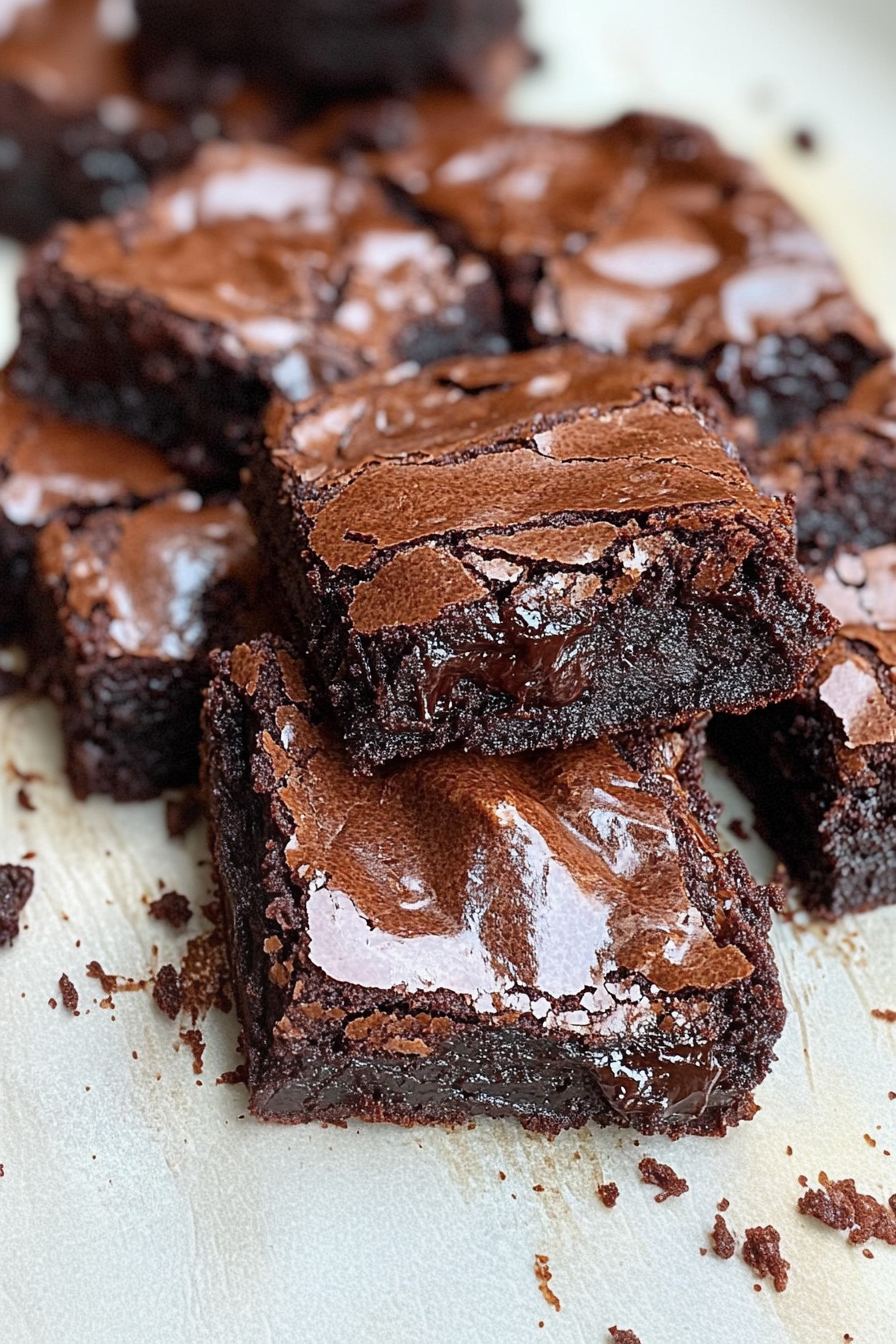 Final presentation of lava brownies, emphasizing the contrast between crisp top and molten middle.