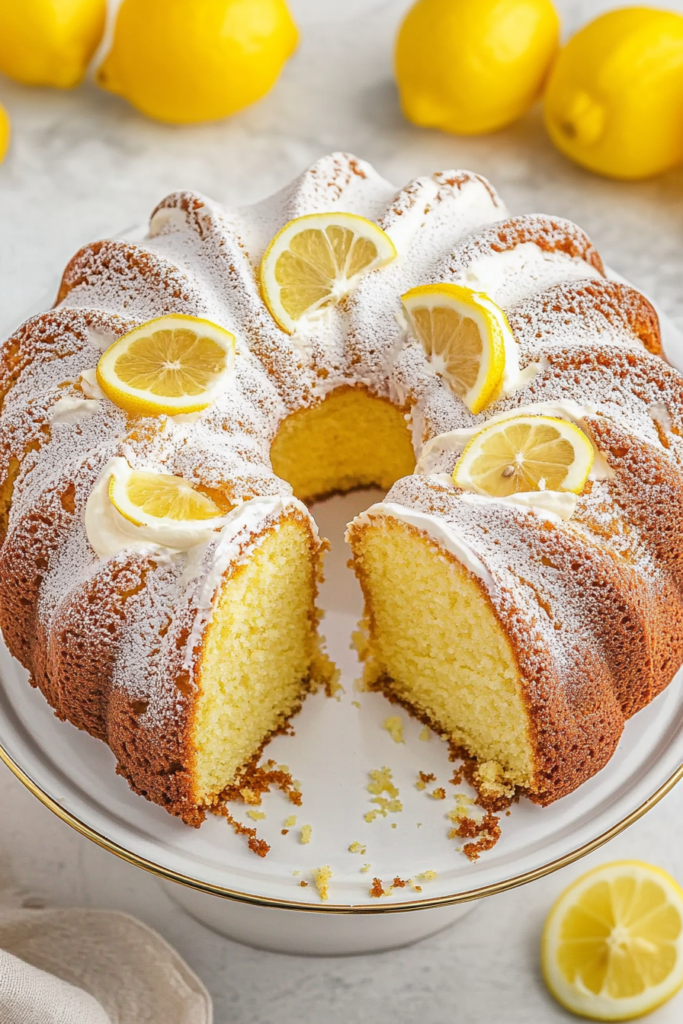 Dessert presentation highlighting golden crust, glossy glaze, and citrus garnish in the background